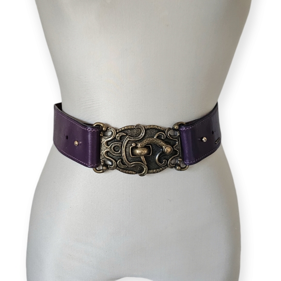 Kurt Geiger Metal Buckle Hook Closure Leather Belt Size Small Size 36 - Picture 2 of 10